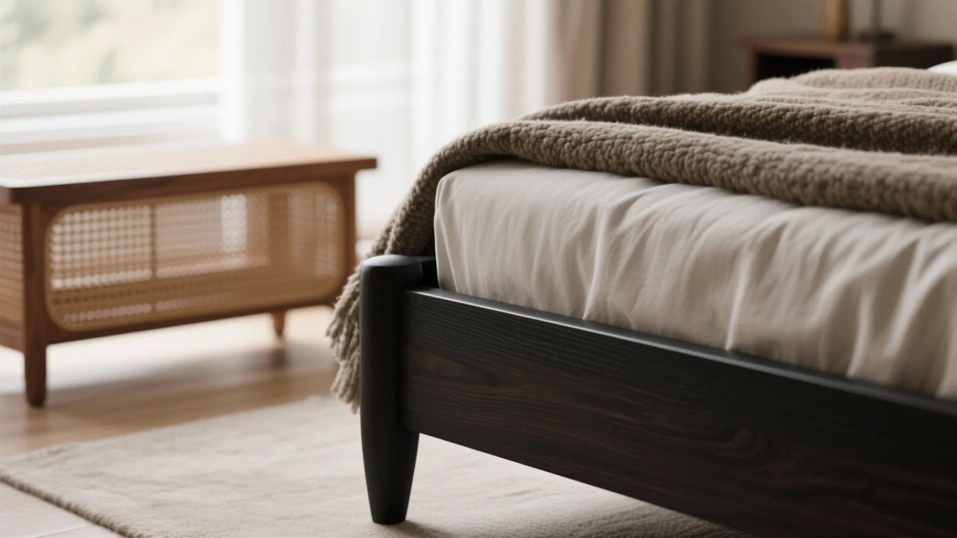 1. Mix black wood with warm textures