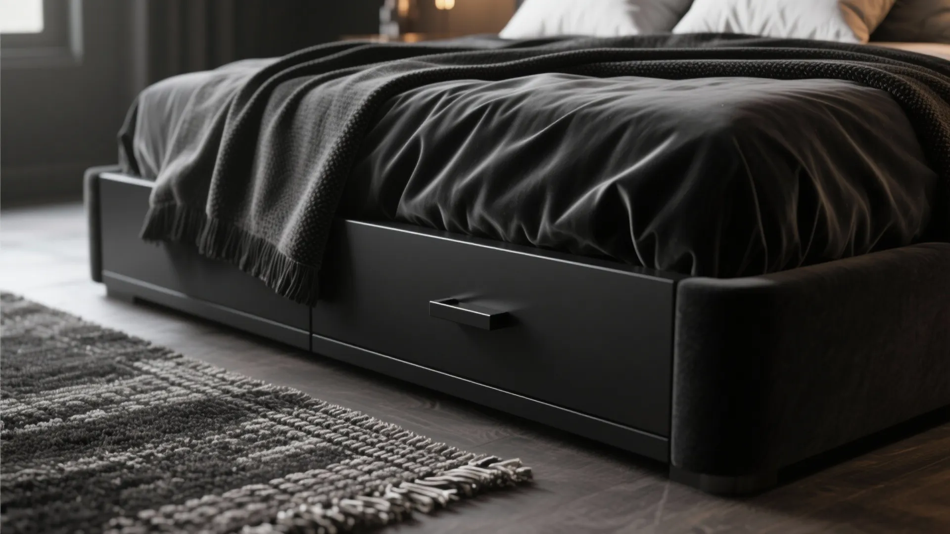 2. All-black set with layered textures