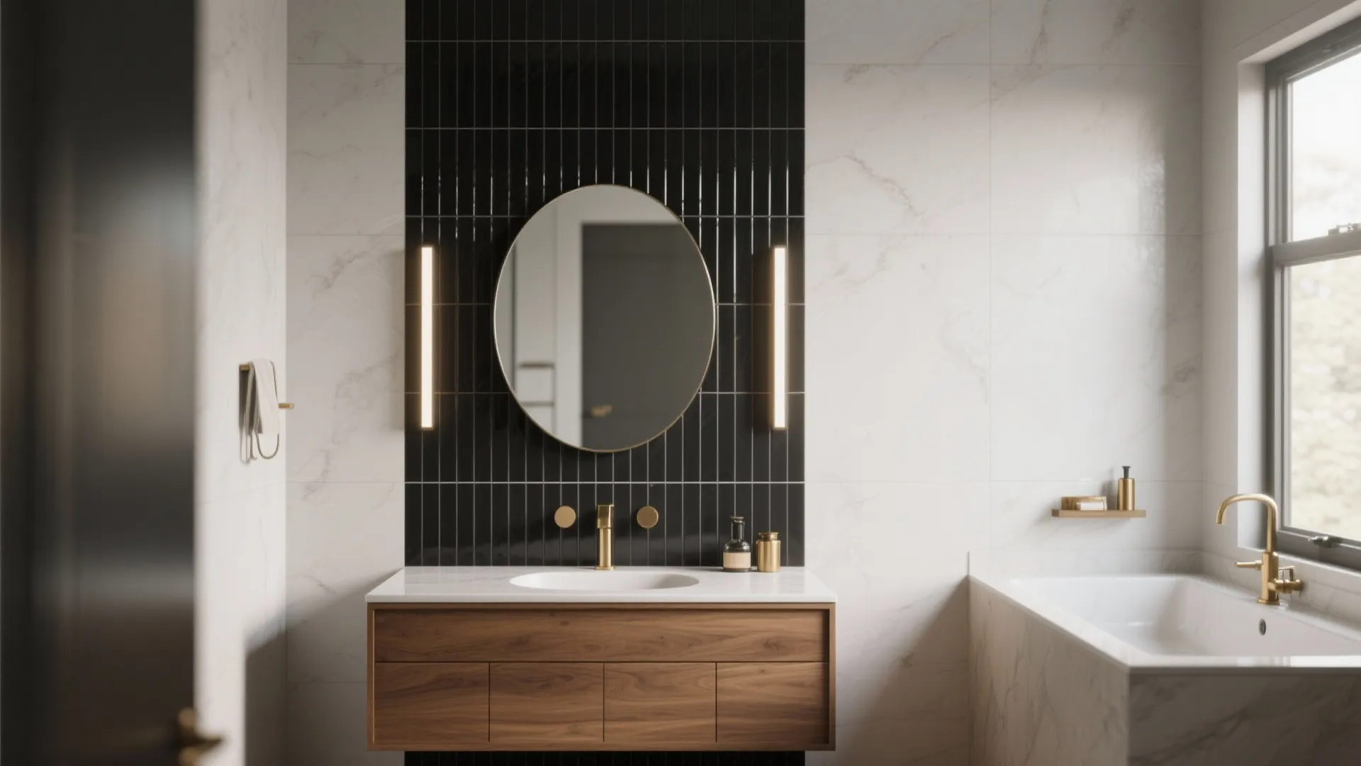 2. Black Tile Accent Wall