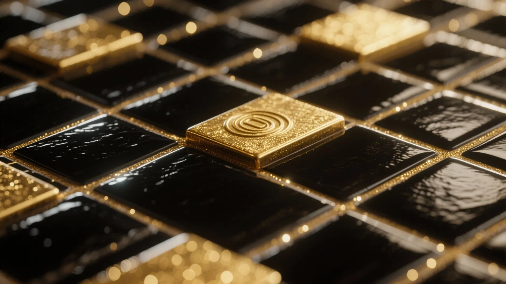 4. Black Tile Backsplash with Gold Grout or Accents