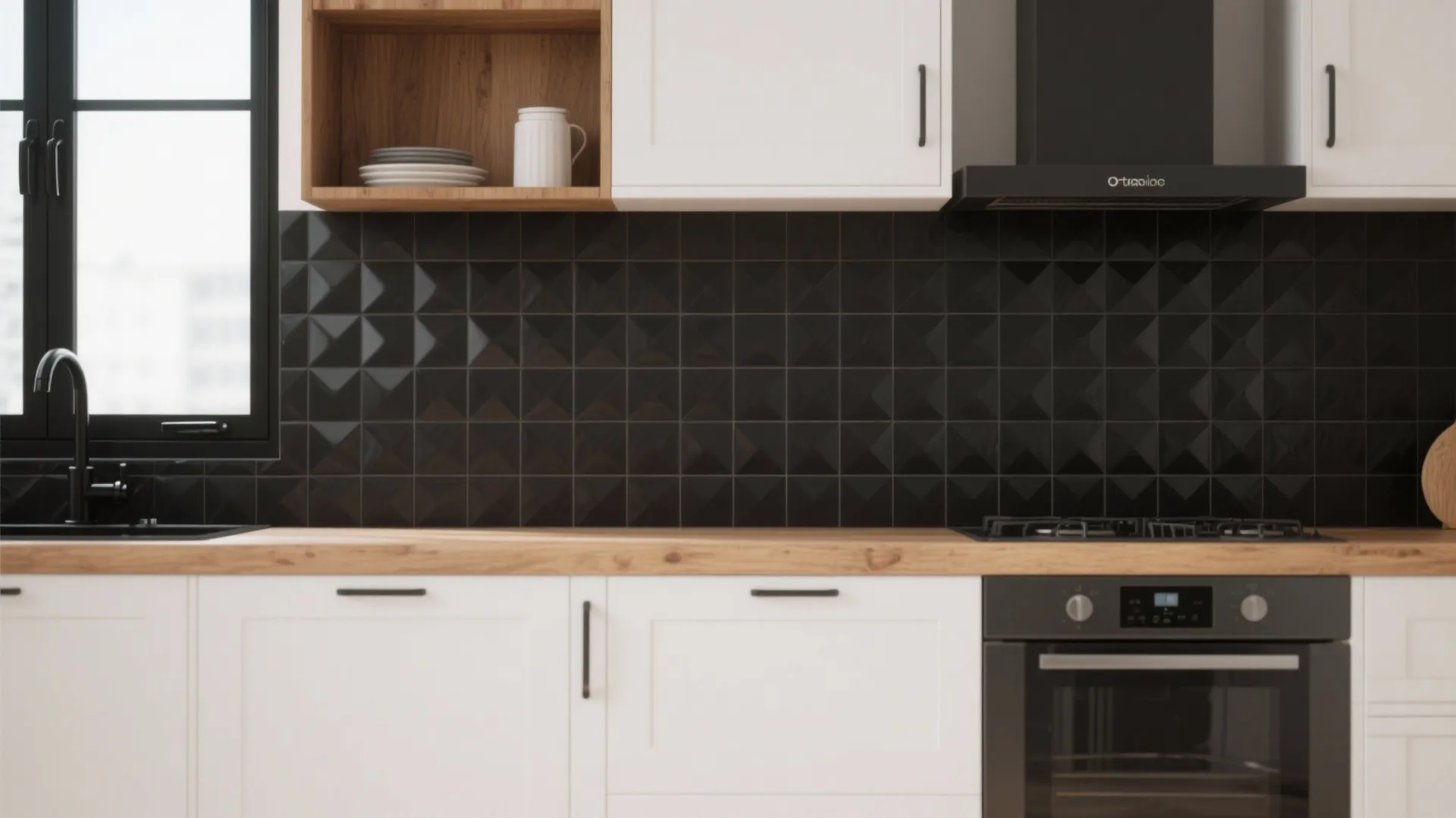 4. Black Trim and Backsplash for Cohesion