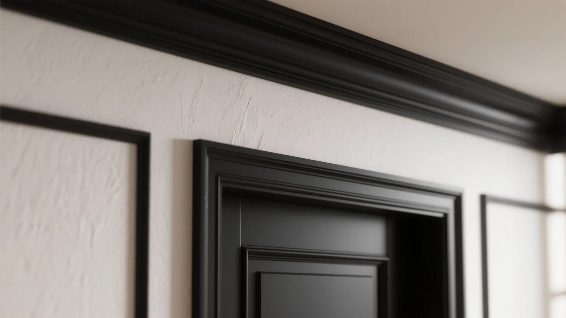 4. High-Contrast Black Trim with Pale Walls