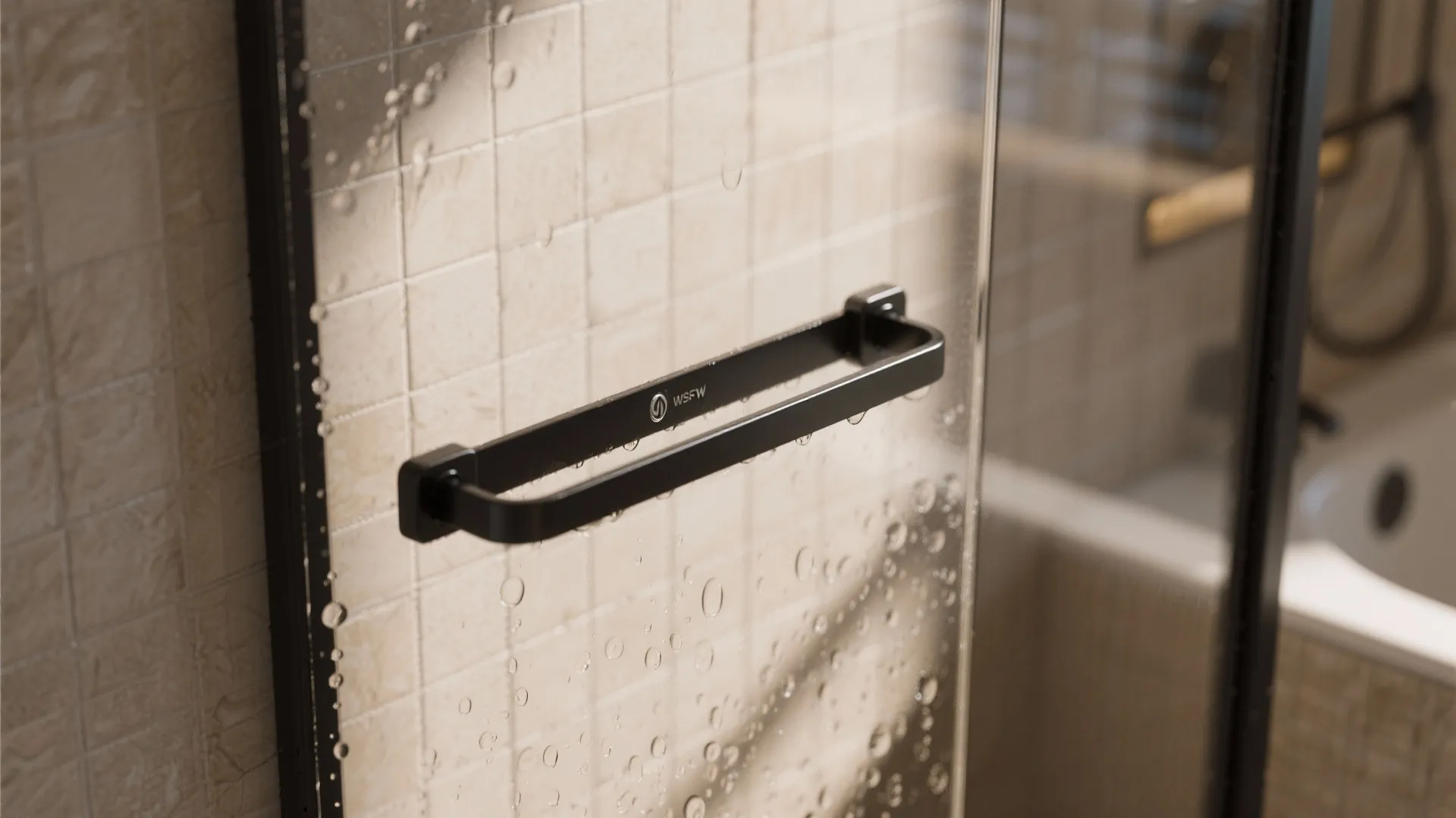 4. Frameless glass with black trim for modern contrast