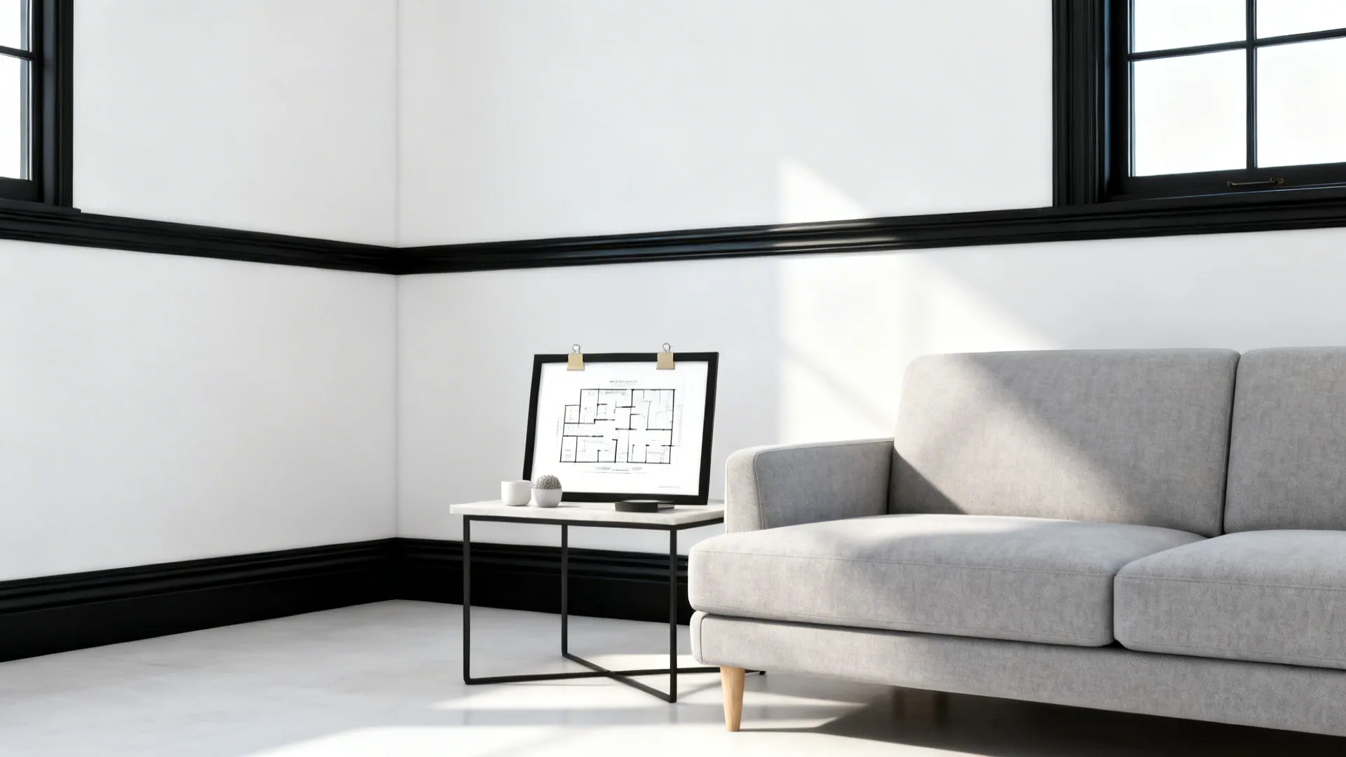 3. Use black trim and white walls for crisp contrast