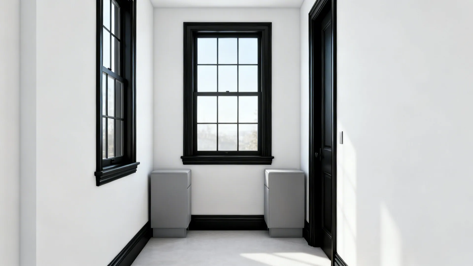 3. Black Trim and White Walls