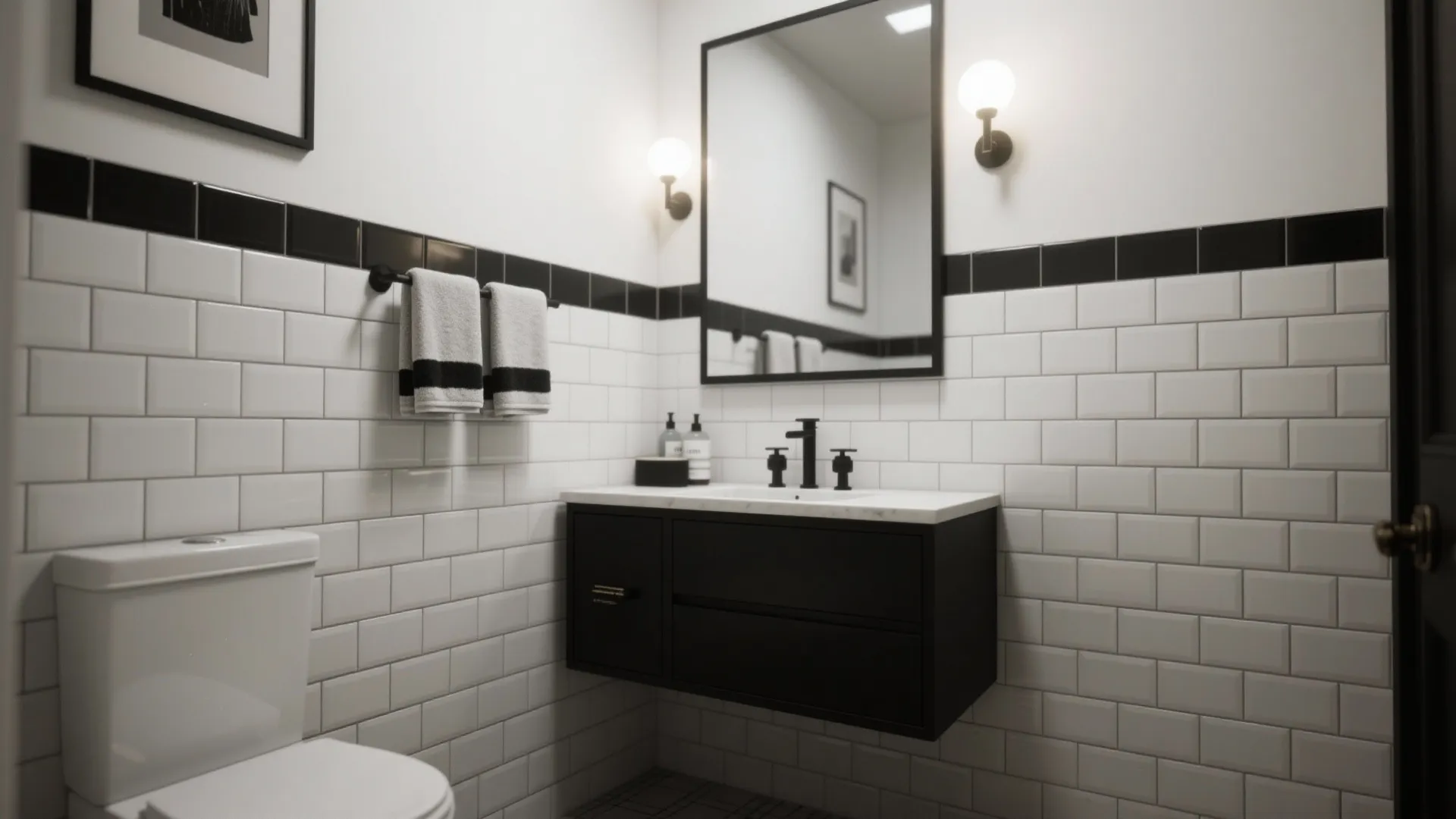 2. Monochrome with high-contrast tile