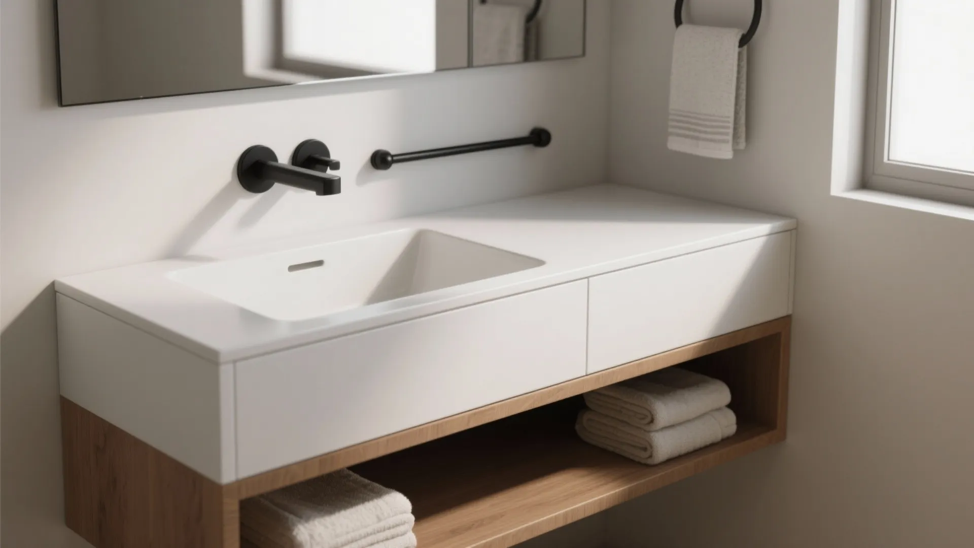 2. Wall-Mounted Black Vanity Hardware