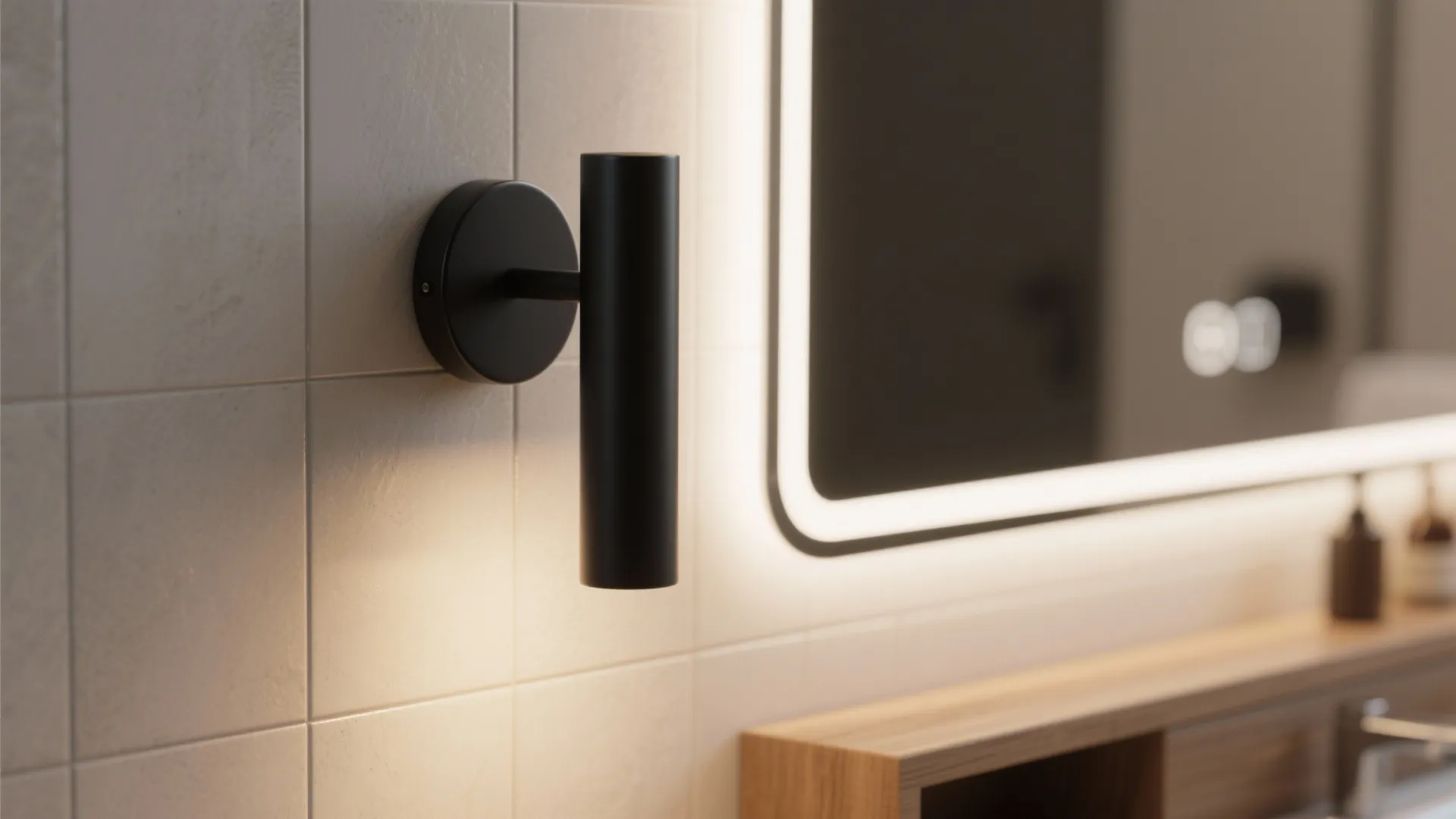 1. Minimalist black vanity sconces