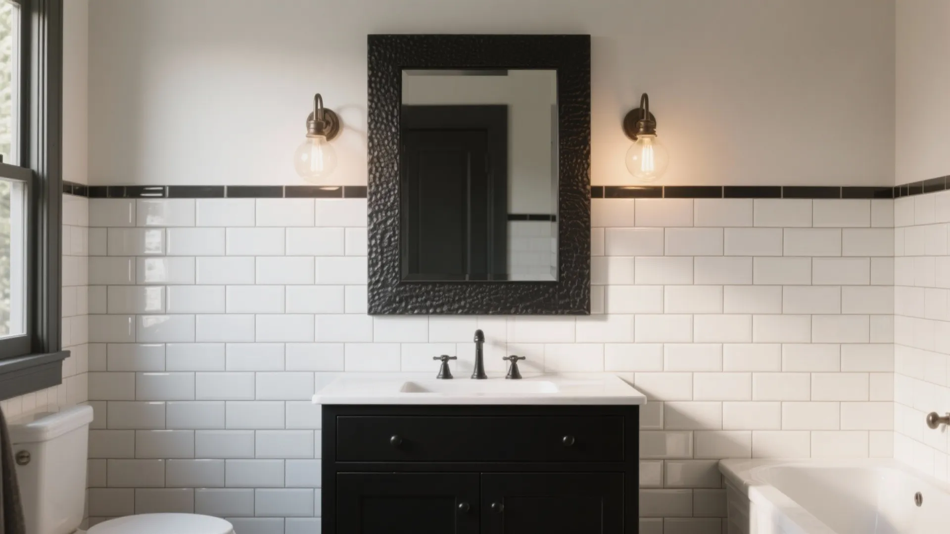3. High-contrast with white subway tile