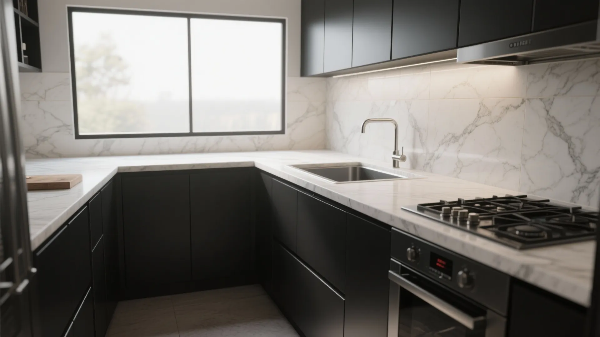 2. Contrast with light countertops and backsplashes