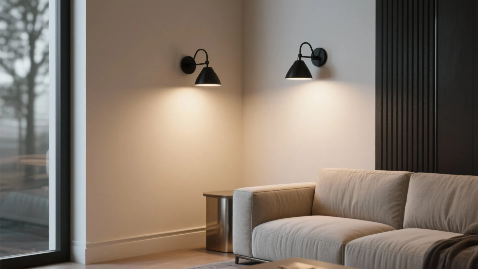 2. Black Wall Sconces to Free Up Surfaces