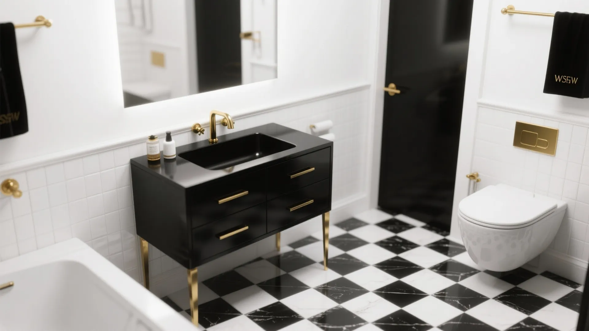 1. Black-and-White Contrast with Gold Punctuations