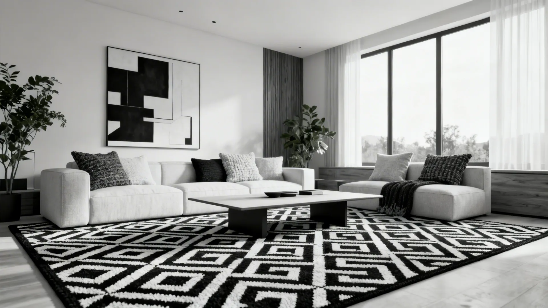 5 Rug Ideas for Black and White Living Rooms