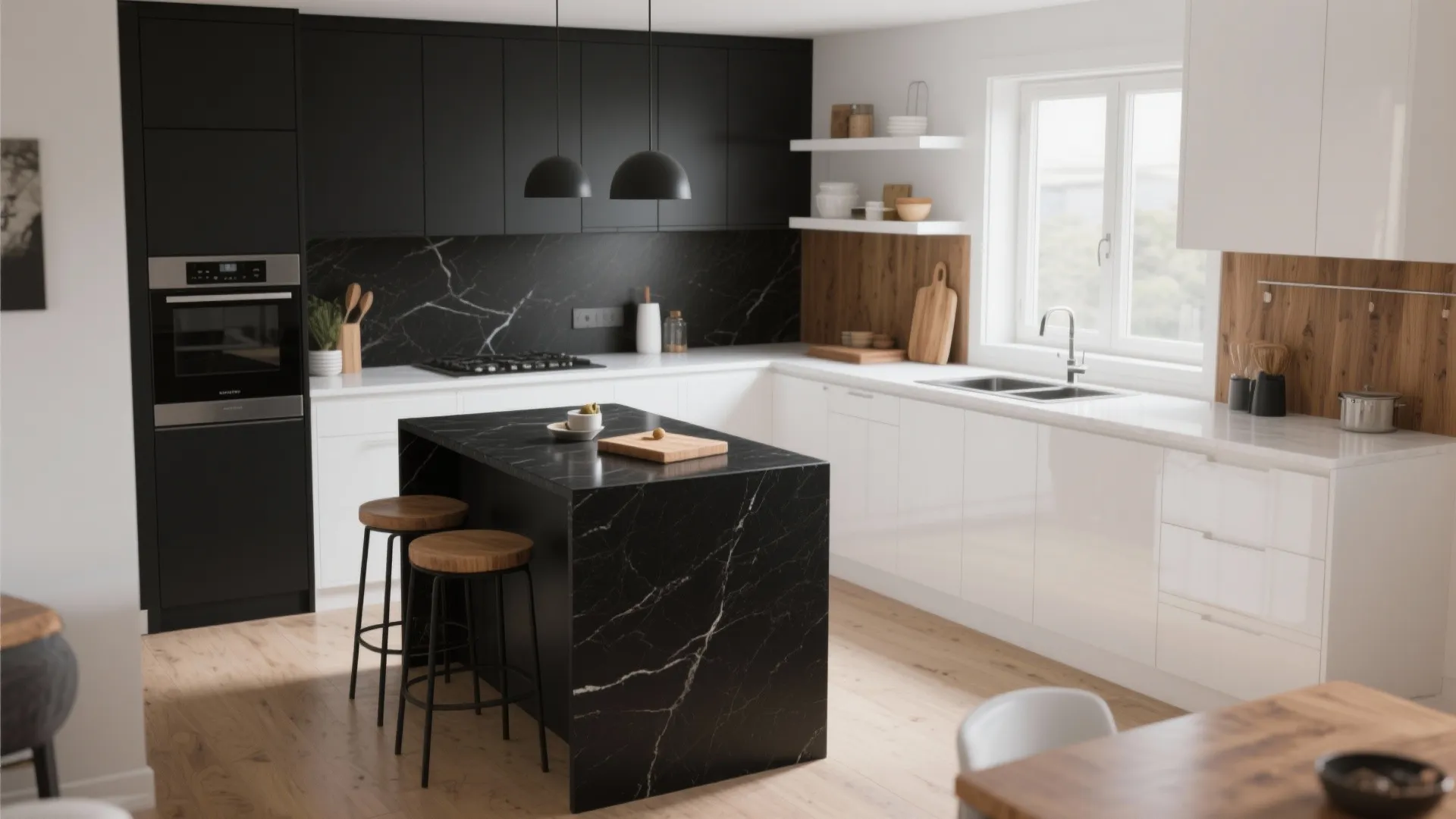 5 Black and White Kitchen Countertop Ideas: Creative black and white countertop concepts for small kitchens, from bold contrasts to subtle textures