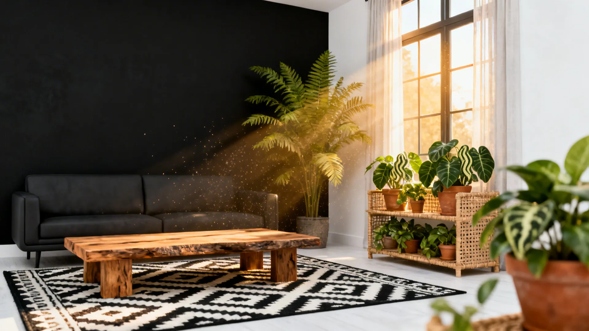 5 Black and White Living Room Ideas with Plants