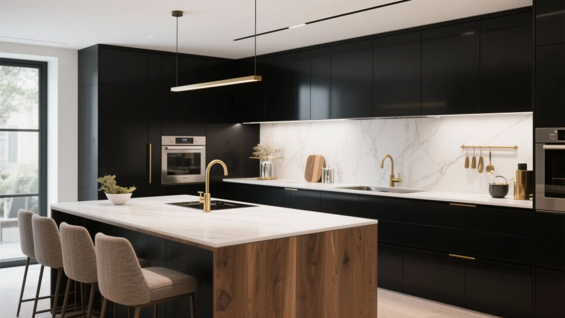 High-Contrast Black and White with Metallic Highlights