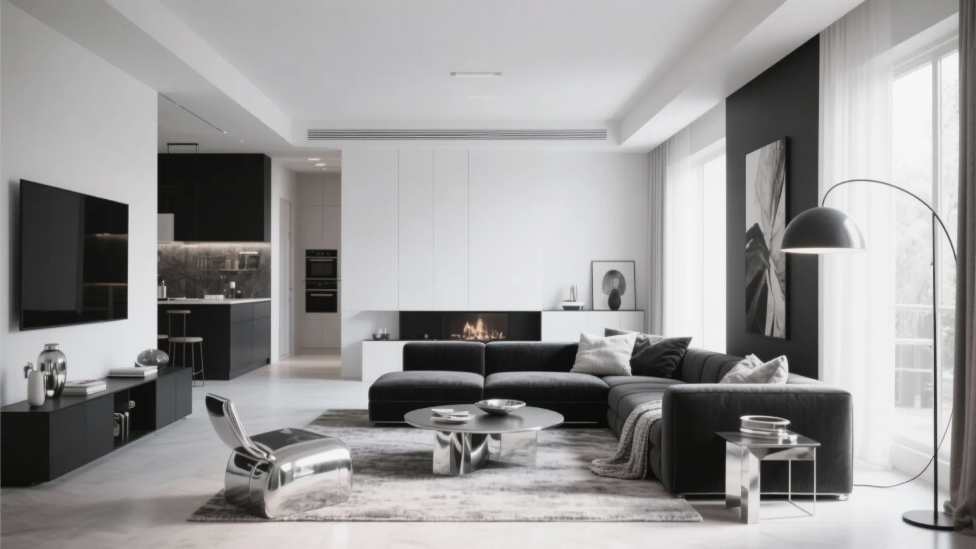 10 Black White Silver Living Room Ideas