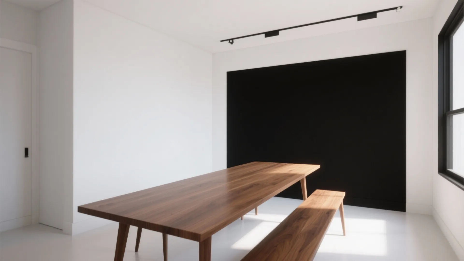 5. High-Contrast Black, White, and Teak