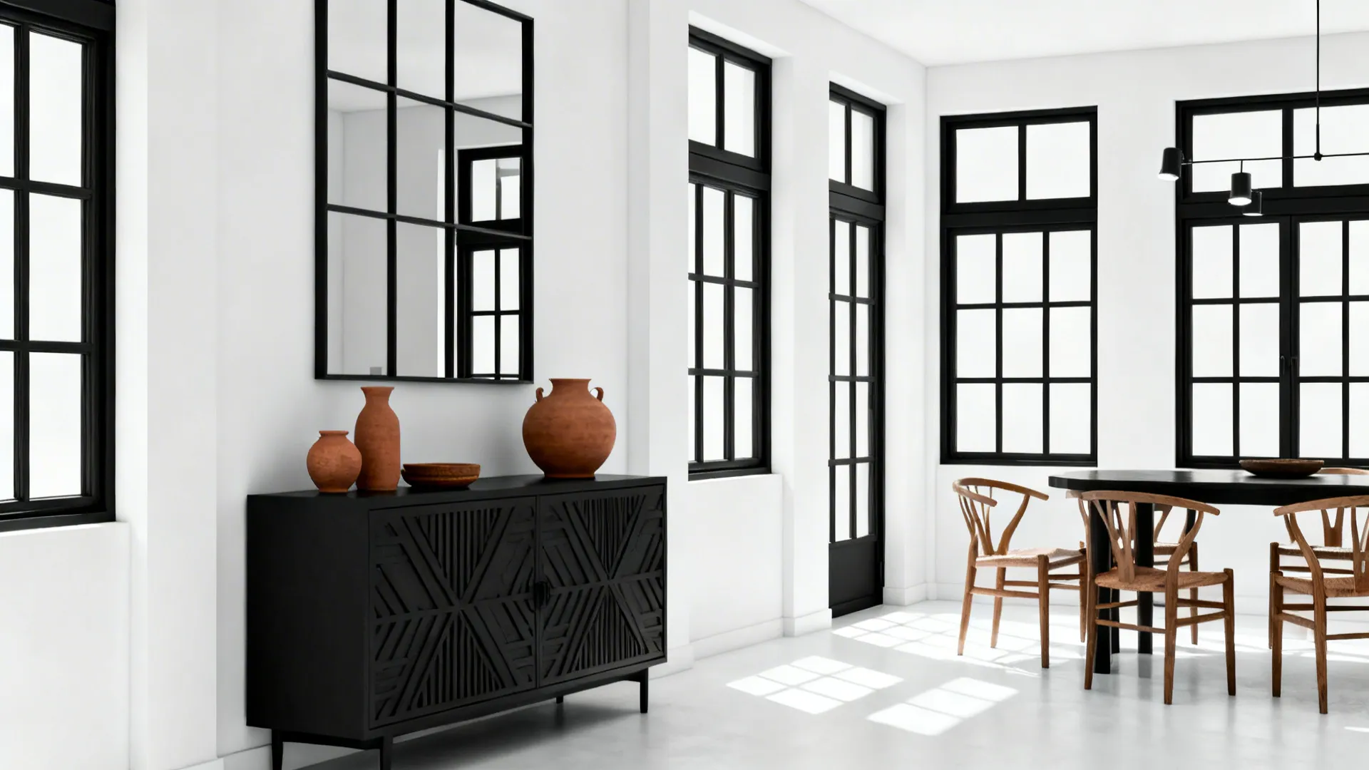 4. High-Contrast Black, White, and Warm Accents