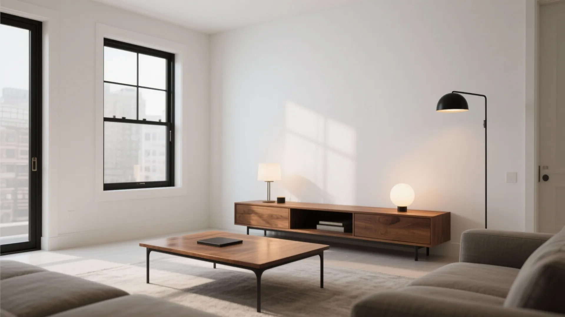 Idea 4: Black + White + Honey Wood — High Contrast, Zero Sterility