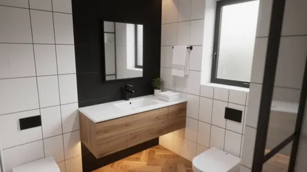 Black, White & Wood Bathroom Ideas