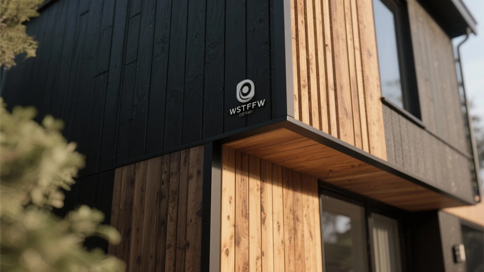 2. Black with warm wood accents