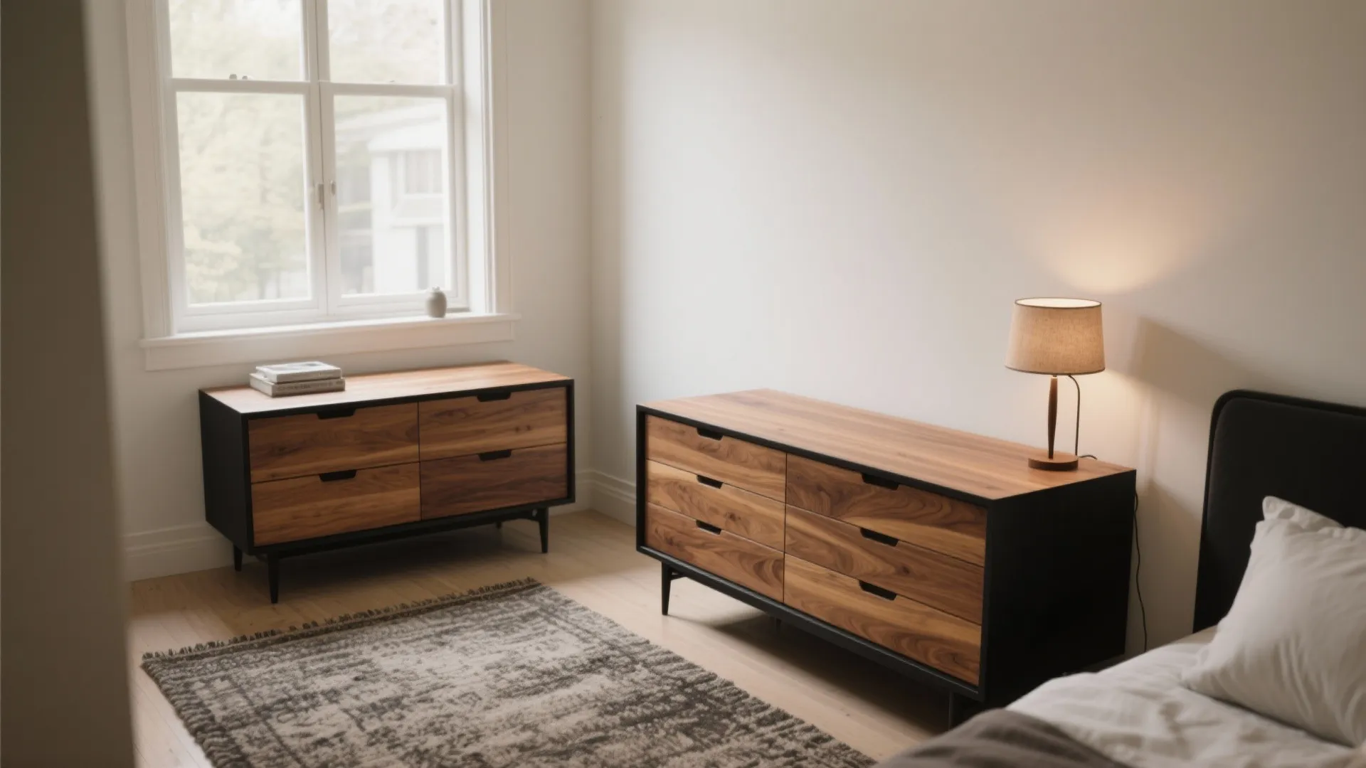 2. Black Dresser with Wood Accents