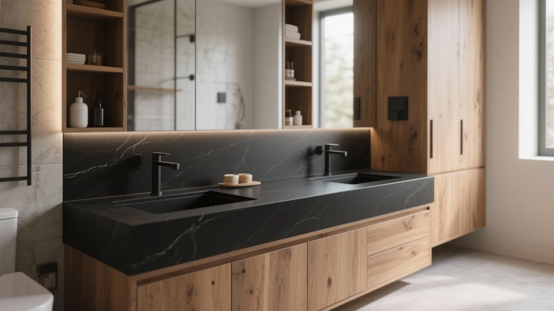 2. Mix with Warm Wood Accents