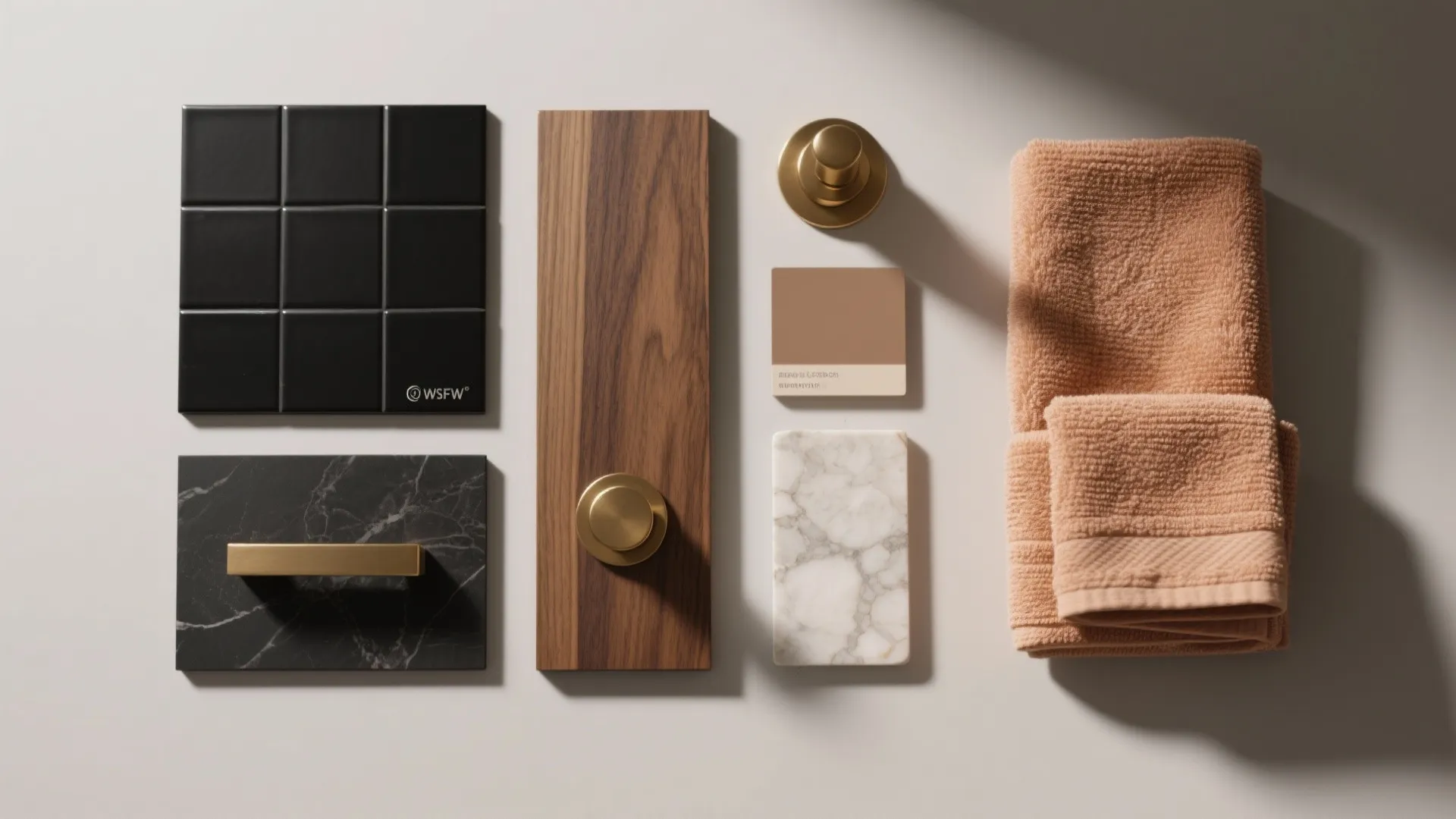 5. Black Accents with Warm Wood and Brass