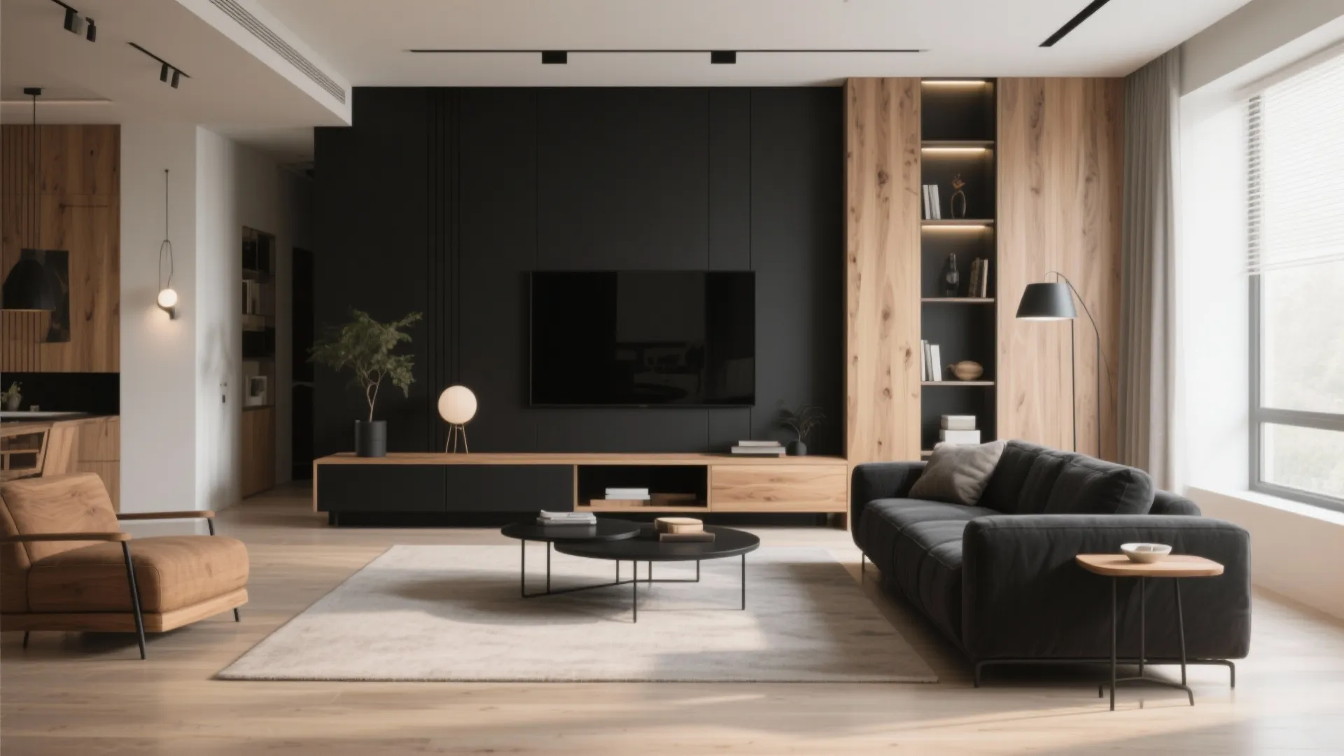 7. Black and Wood Combination