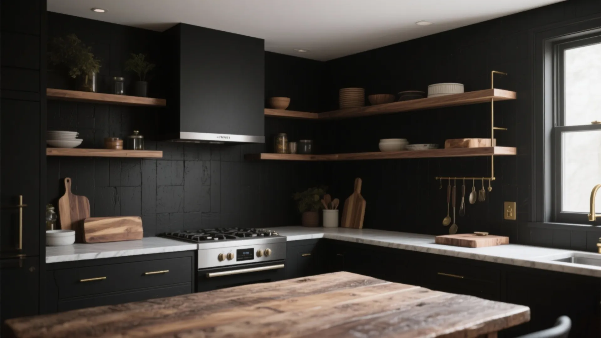 1. Embrace Contrast with Natural Wood Accents