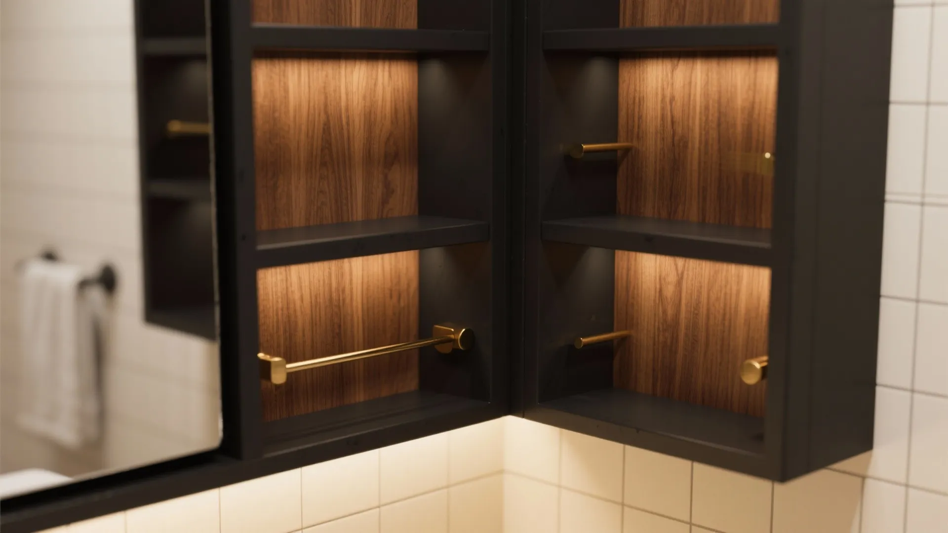 1. Matte black with warm wood contrast