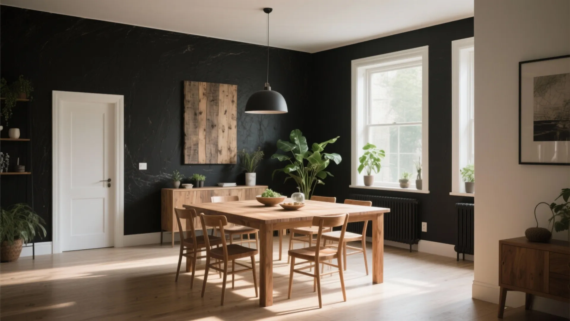 3. Black and Wood Combination