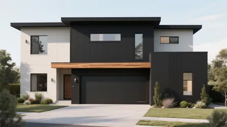 Black Painted House: 5 Garage Wood Accent Ideas
