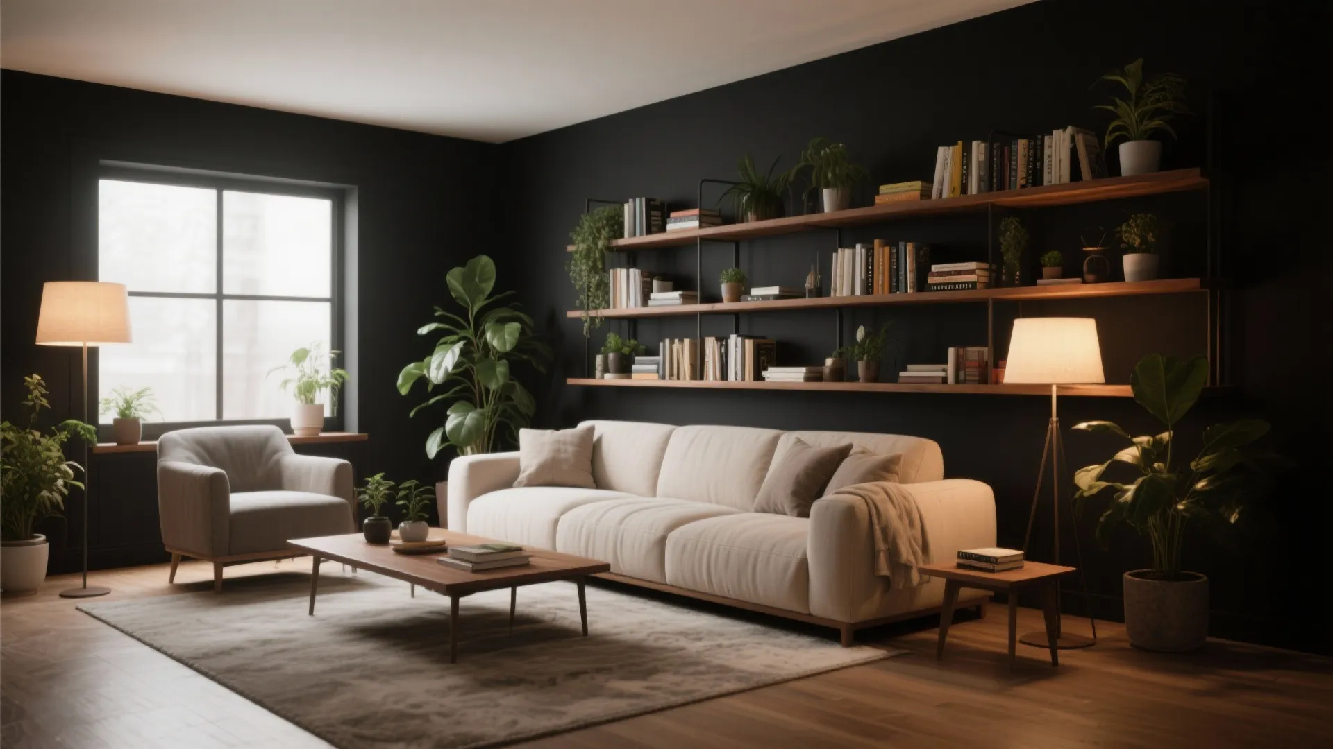 5. Black with Wood Accents