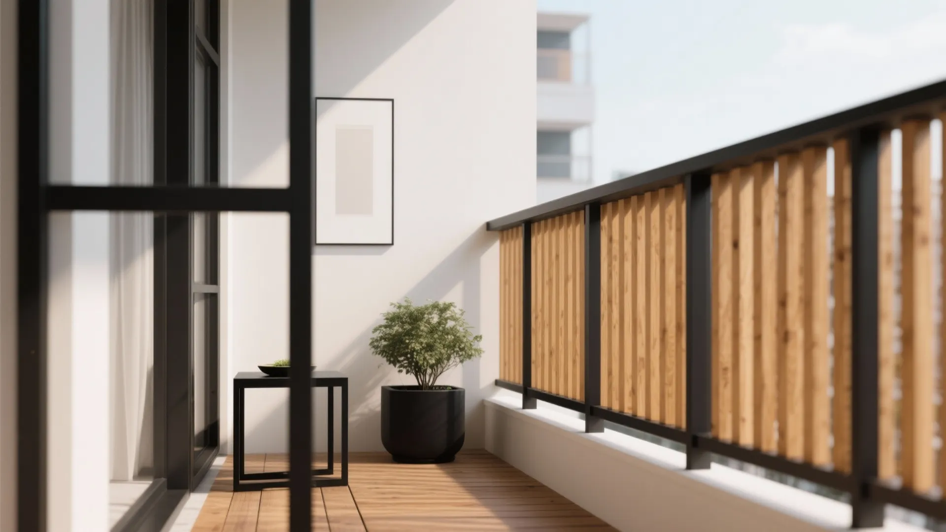 5) Black-Framed Minimalism With Wood Notes