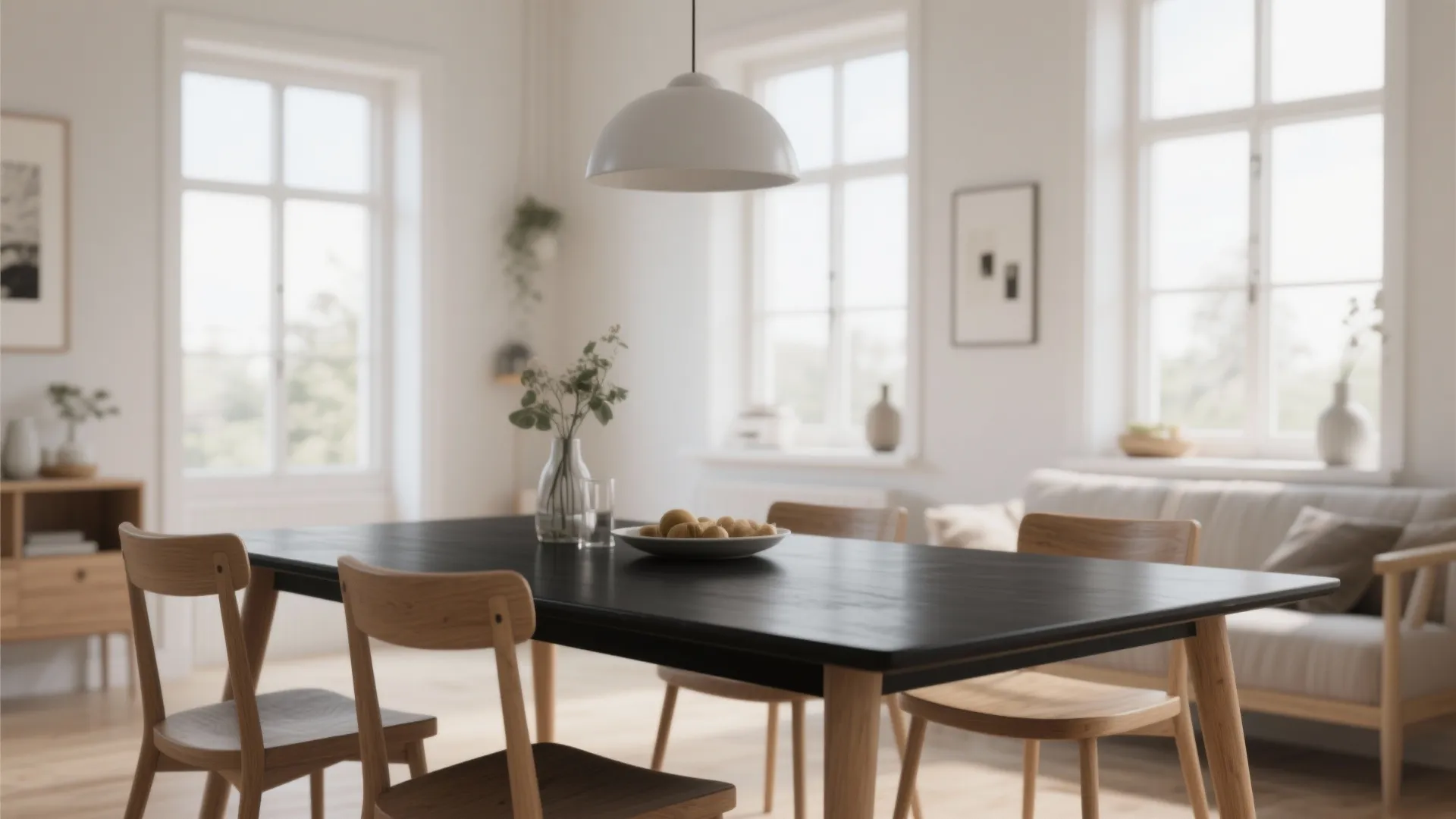 2. Black and Natural Wood Mix