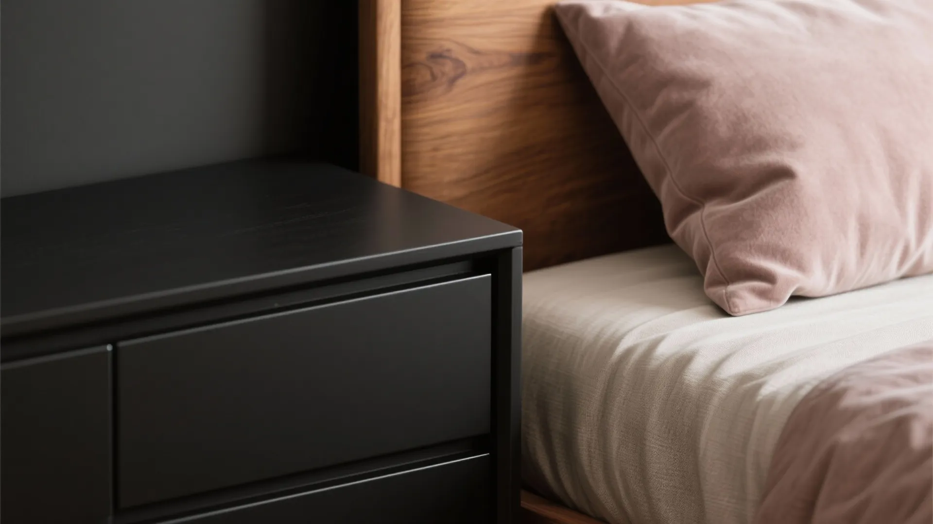 1. Pair Black with Warm Wood and Soft Textiles