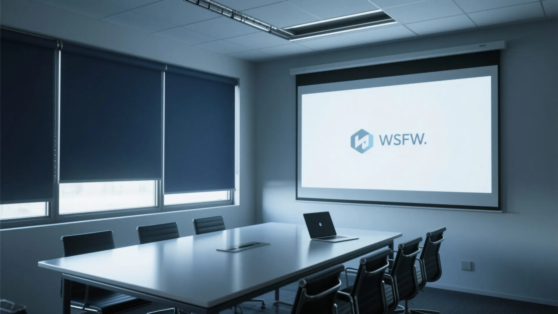 2. Track-mounted blackout panels for presentation rooms