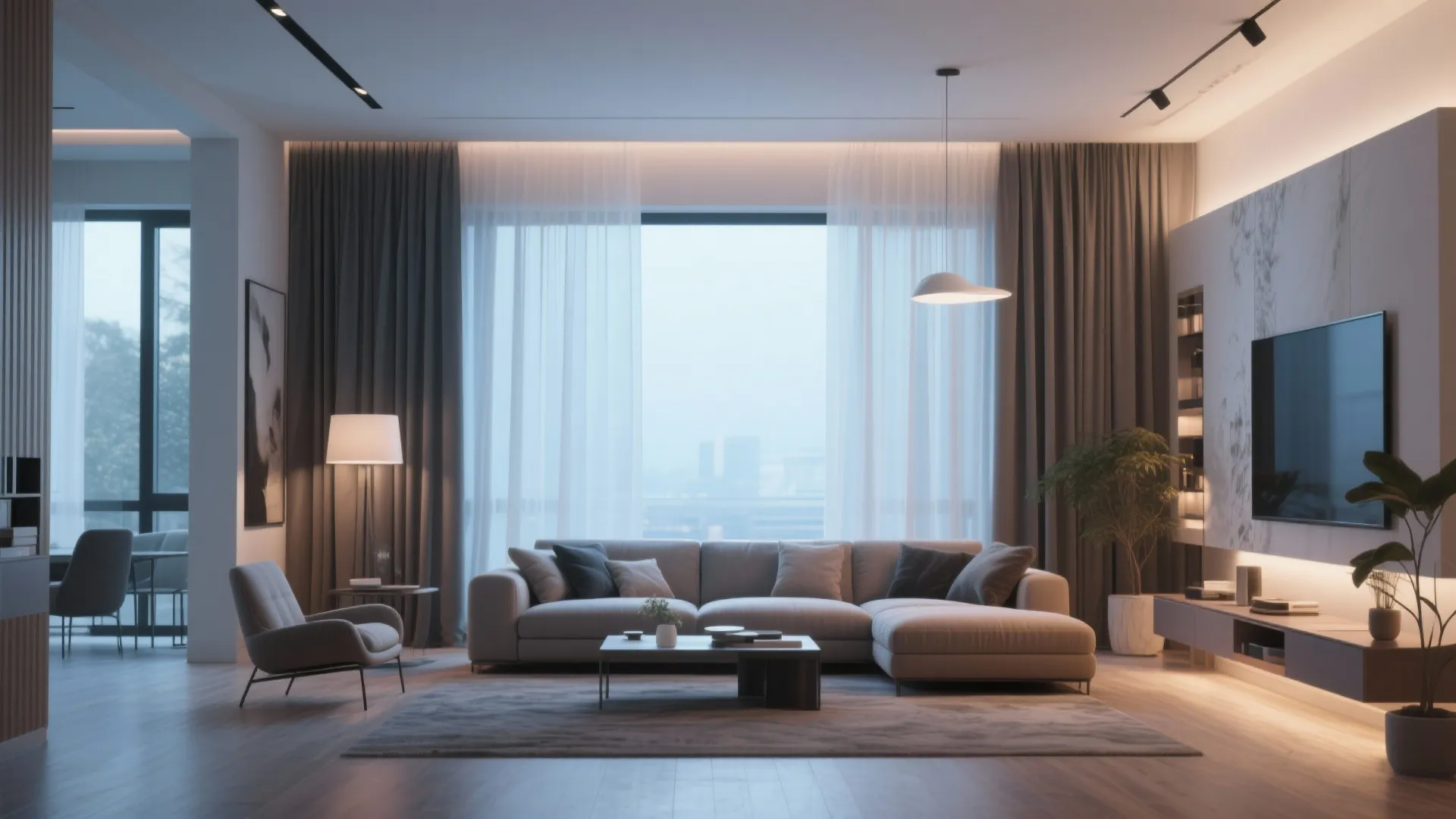 5. Layered Blackout and Voile Combo