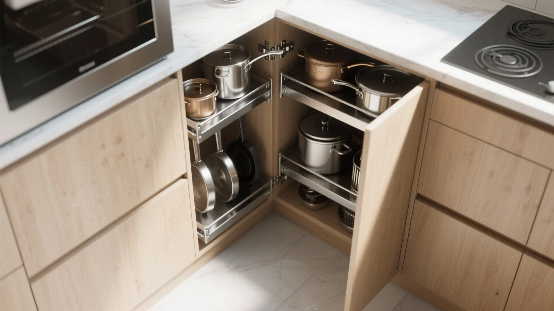 4. Blind Corner Pull-Out Shelves