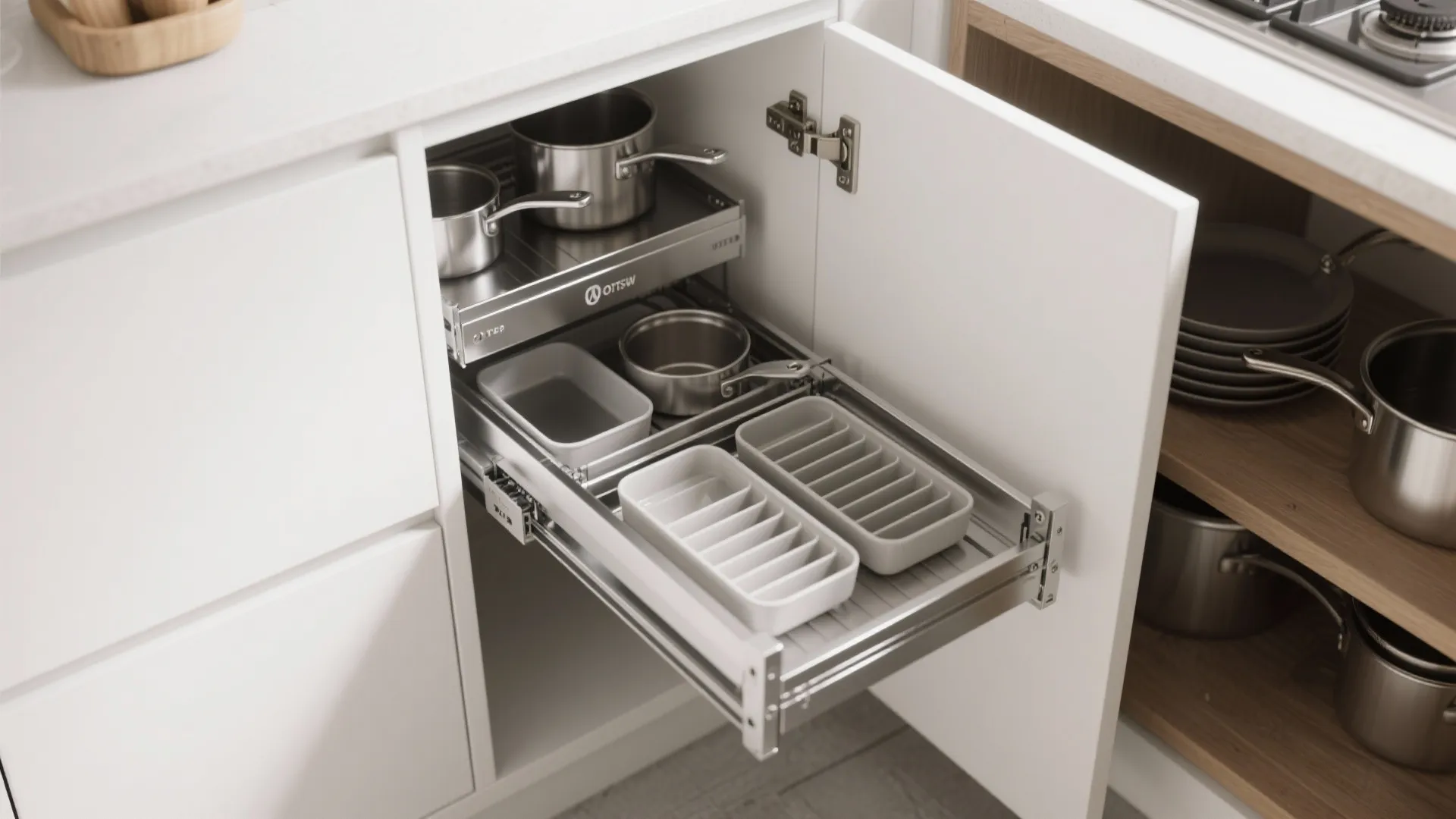 3. Blind-corner pull-outs (magic for storage)