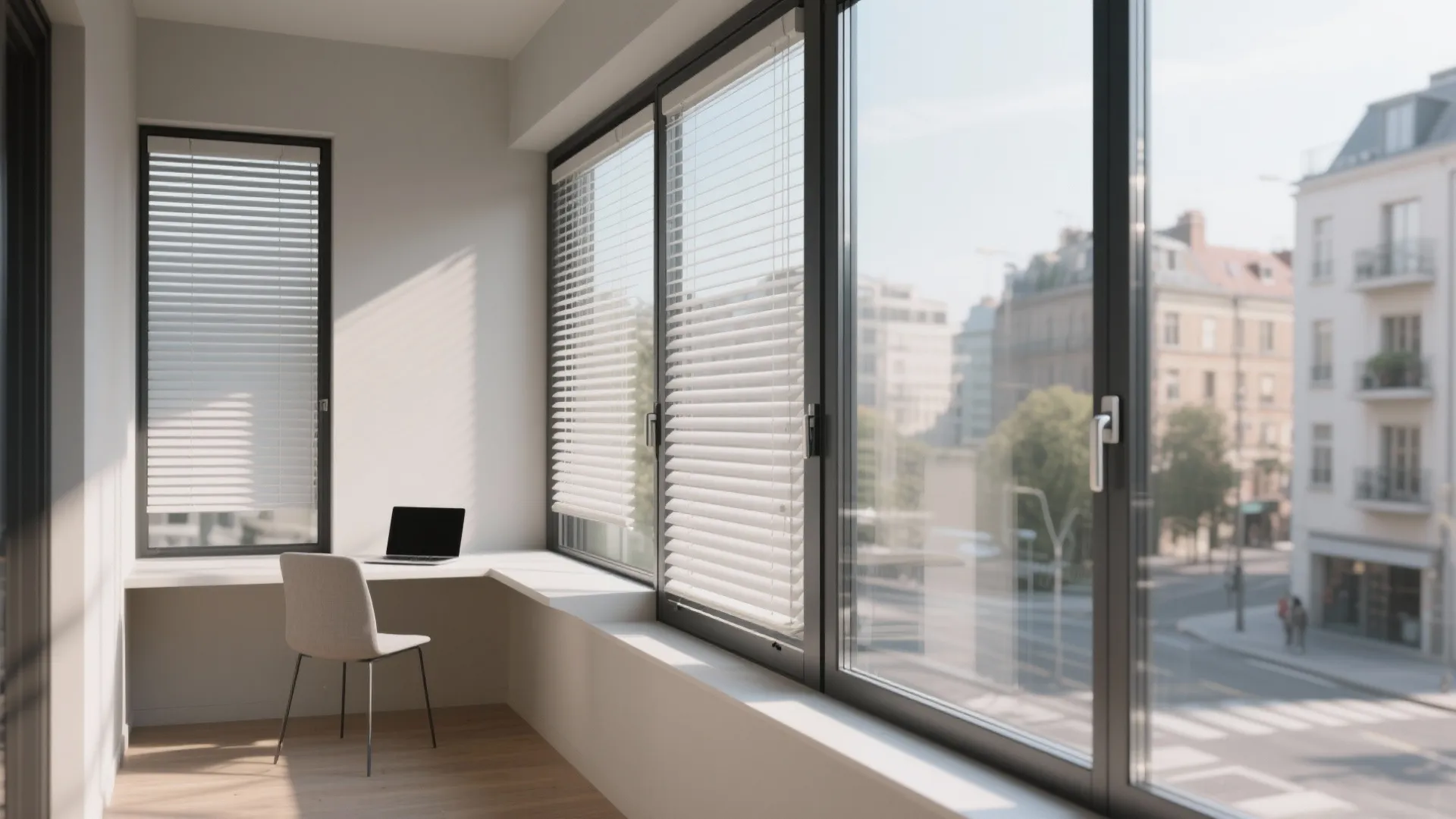 Integrated Blinds-in-Glass for Privacy and Glare Control
