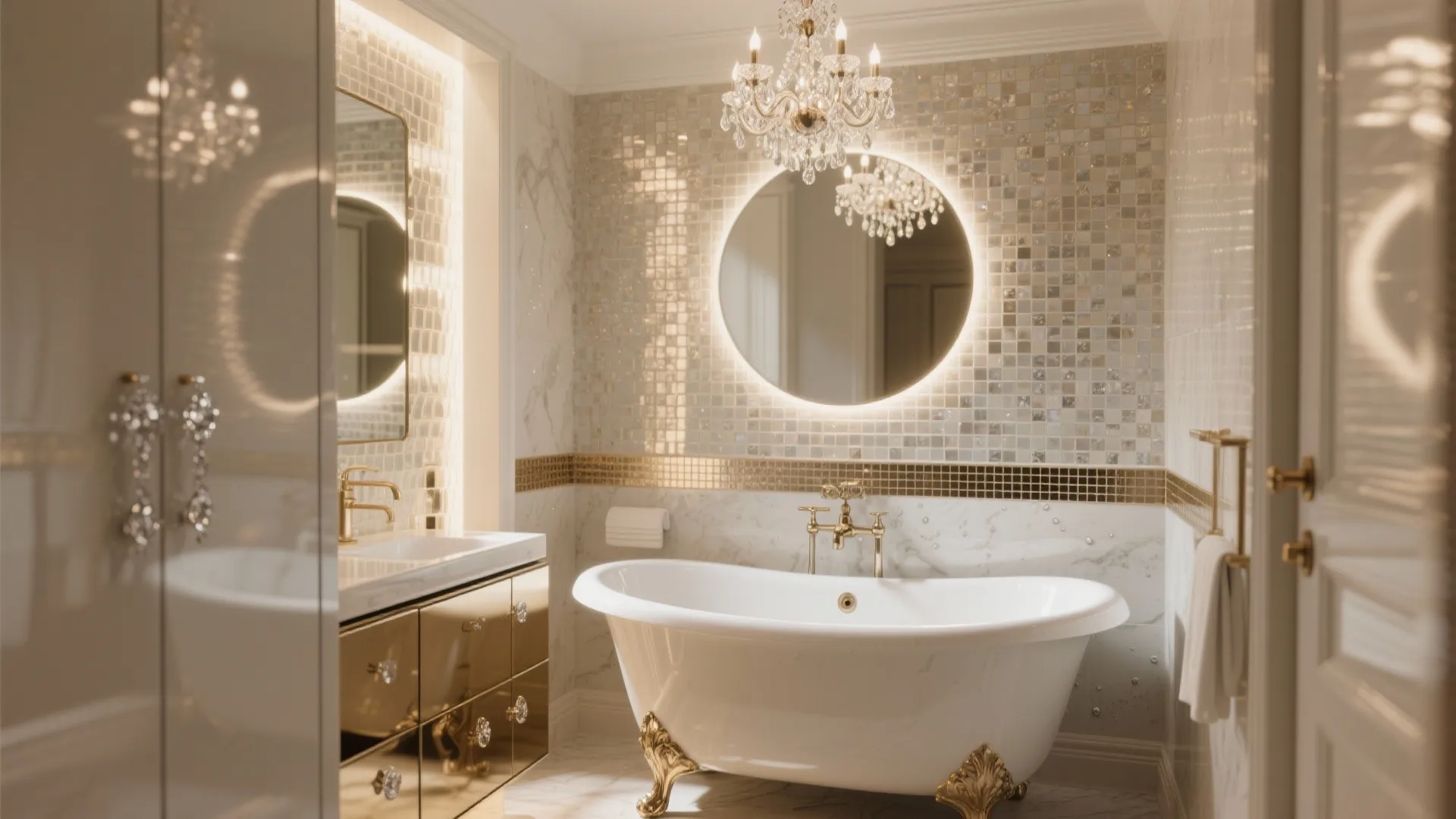 Bling Bathroom Decor: 5 Sparkling Ideas: Glam up small bathrooms with practical, budget-aware bling from a pro designer