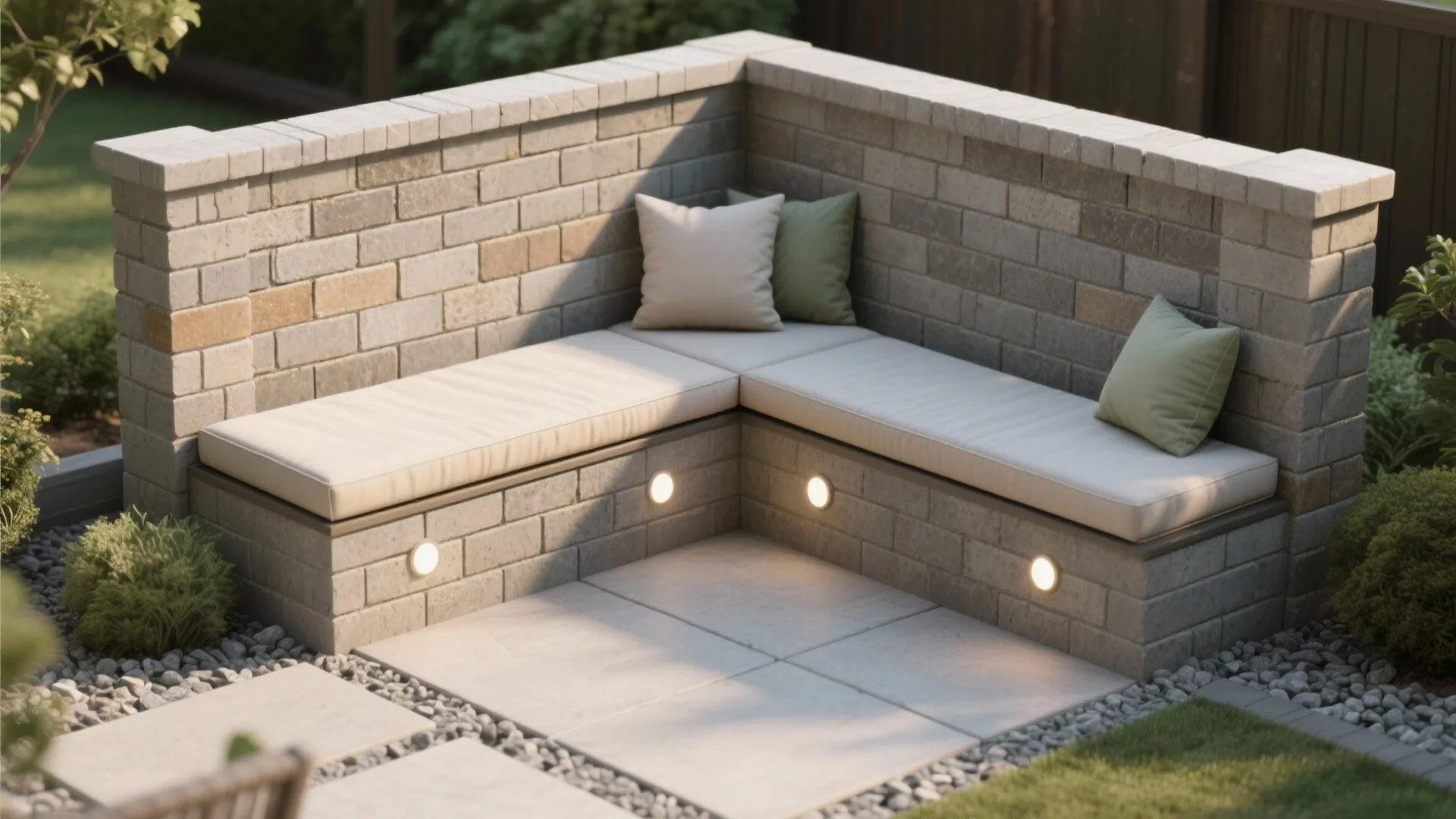 Segmental Block Walls with Built-in Seating