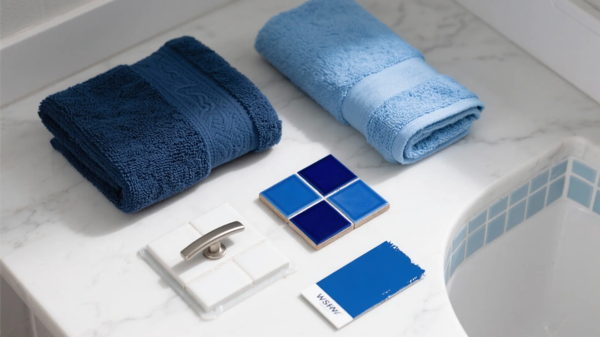 Blue Accents, Smart Storage: Towels, Niches, and Trim