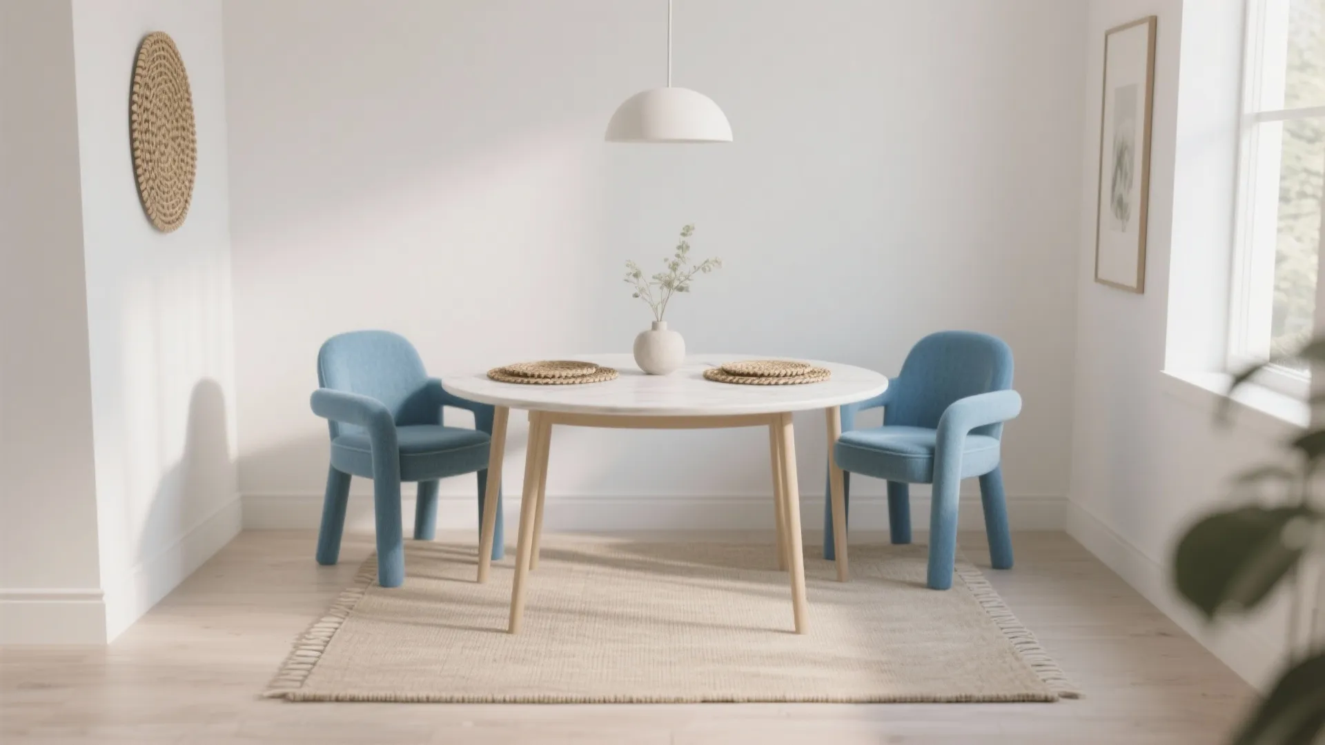 3. Blue Chairs as an Accent in Neutral Rooms