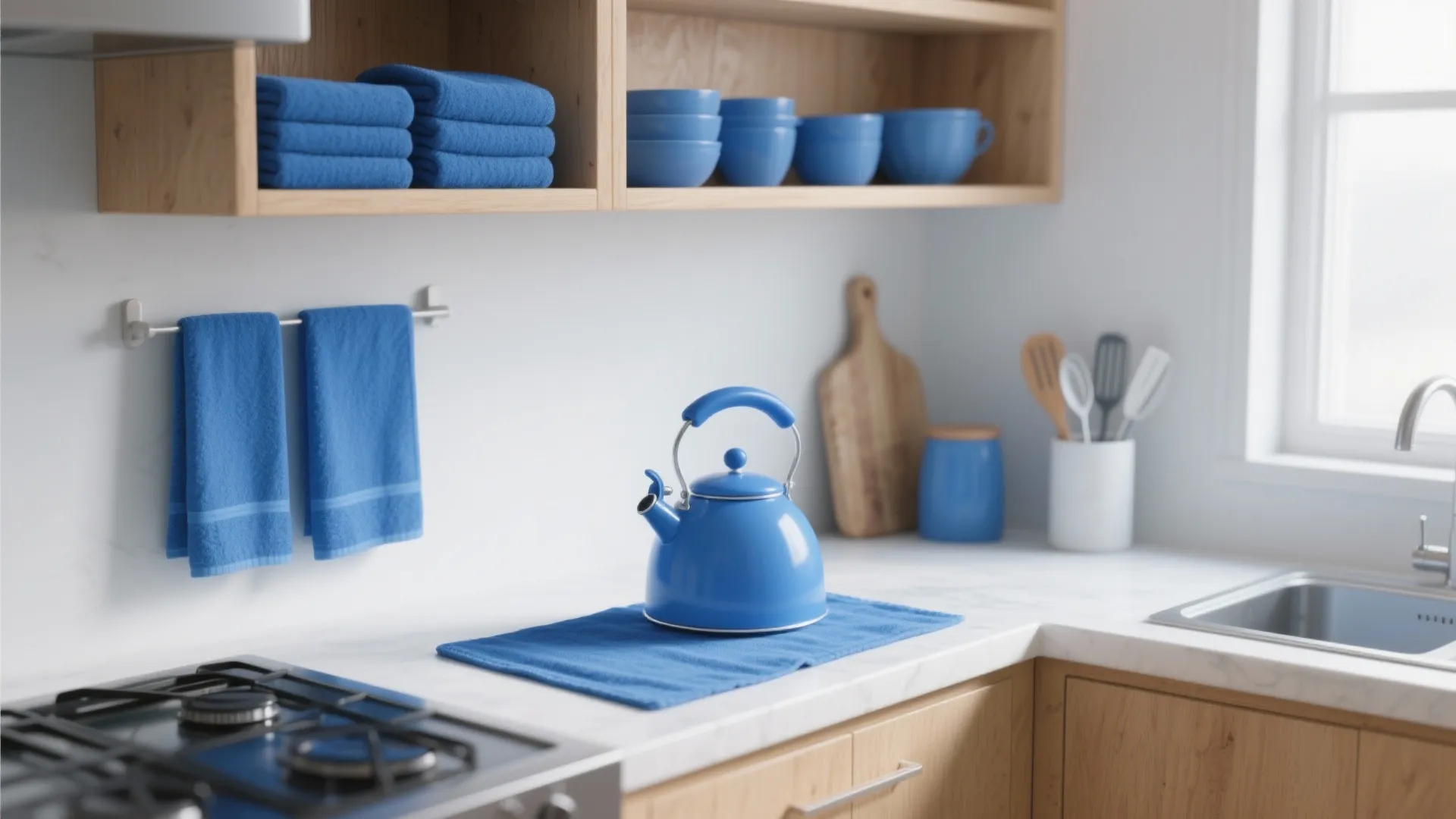 1. Use blue towels as color anchors