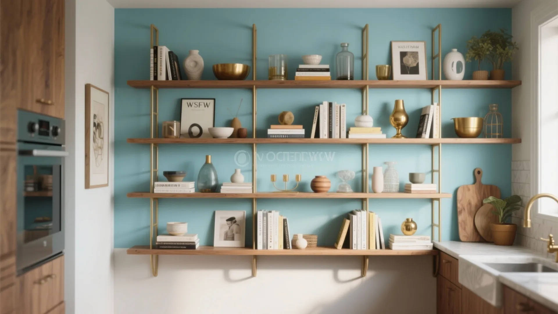 5. Blue-Backed Shelving to Add Function and Color