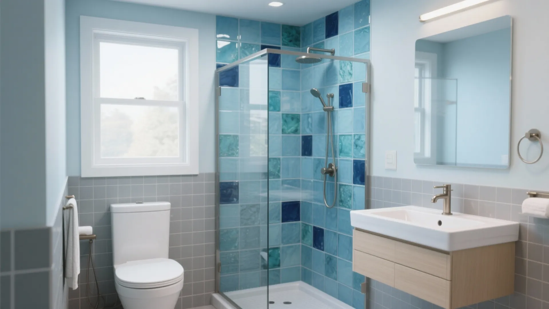 5 Ideas for Bathroom Tiles Design Blue Colour